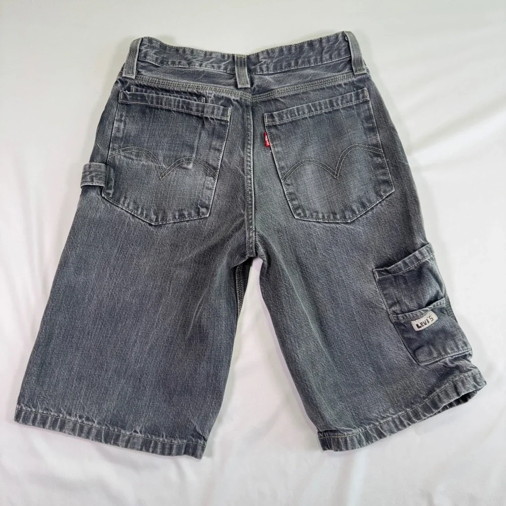 Levi Skater Jorts Youth 16 Regular Grey Carpenter Wide Leg Shorts 90s Grunge W28
